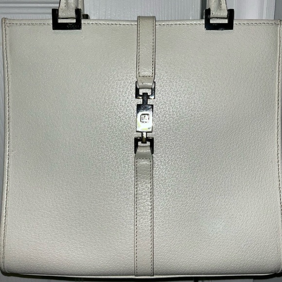 Gucci Authentic Vintage Mini Jackie Tote Bag Purse in Cream Off White Leather - Picture 3 of 15